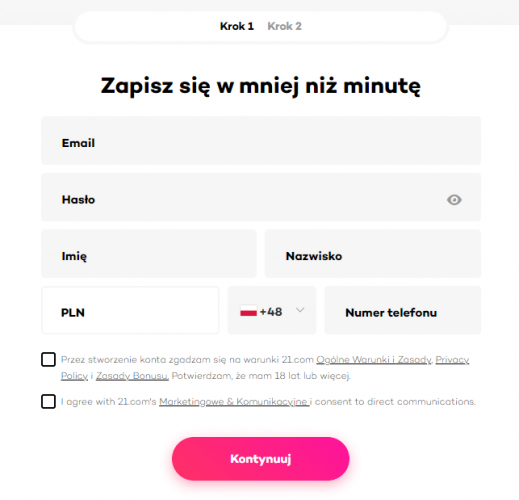 21.com Rejestracja