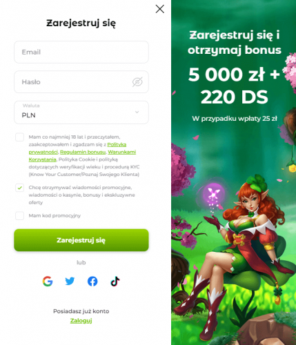 Rejestracja w kasynie Verde