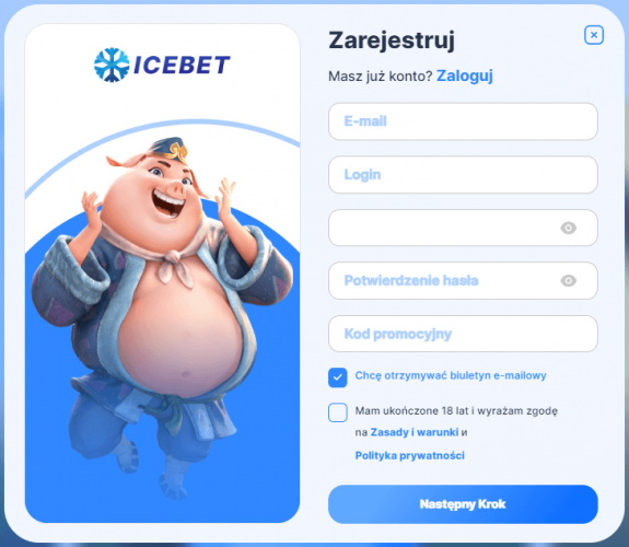 Rejestracja w Icebet Casino