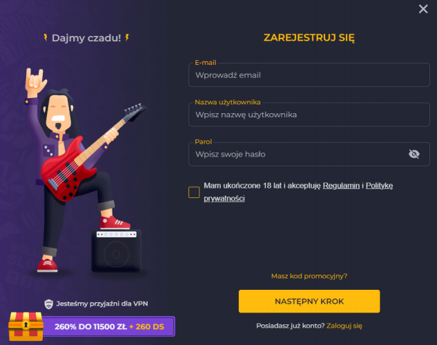 Rejestracja Konta w Rolling Slots