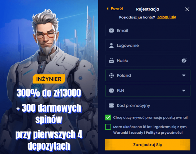 Rejestracja Konta w Trino Casino