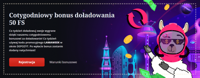 Cotygodniowy Bonus Doladowania w Lamabet