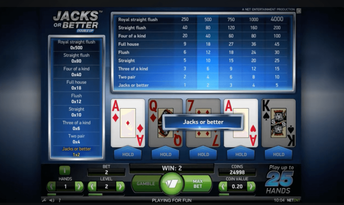 Jacks or Better Double Up NetEnt
