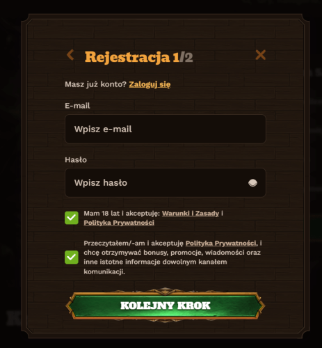 Zarejestrowania konta w FatPirate